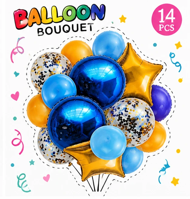 Set de Globos Azul Oscuro y Dorado's foto | Decorando Sueños |  BizneCubano