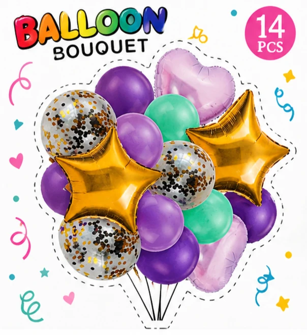 Set de Globos Morado y Dorado's foto | Decorando Sueños |  BizneCubano